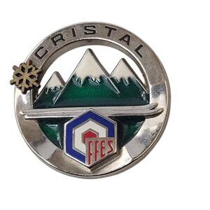 Vintage Cristal Ski Ecole International Pin Badge France Skiing Alps Enamel
